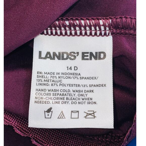 NWT Lands End Metallic Purple One-Piece‎ Swimsuit - Women's Size 14 D - Picture 6 of 10